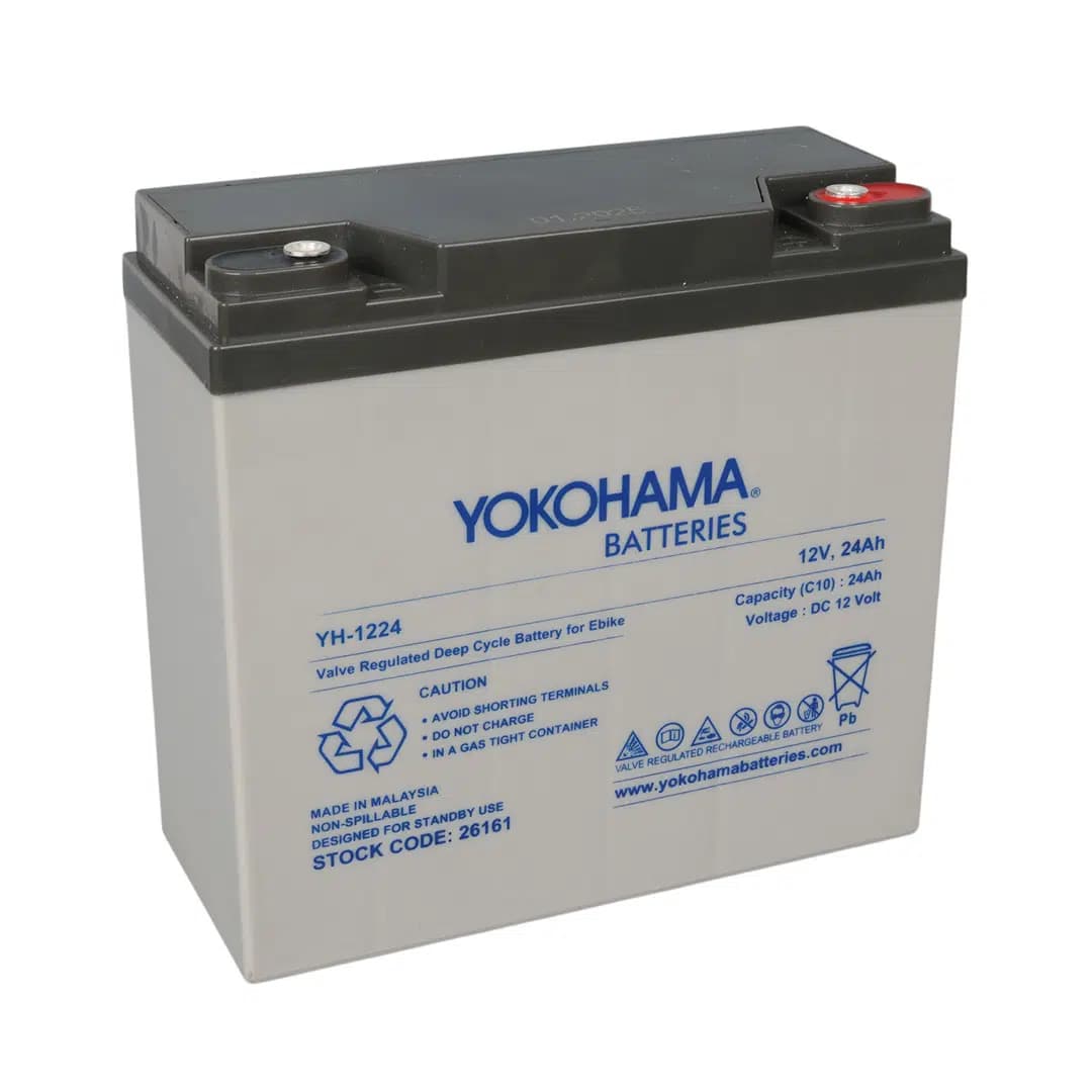 Yokohama YH-122.4 12 Volt - 24 Amper Elektrikli Bisiklet Aküsü (180x76x167 mm) - Seyyar Elektronik