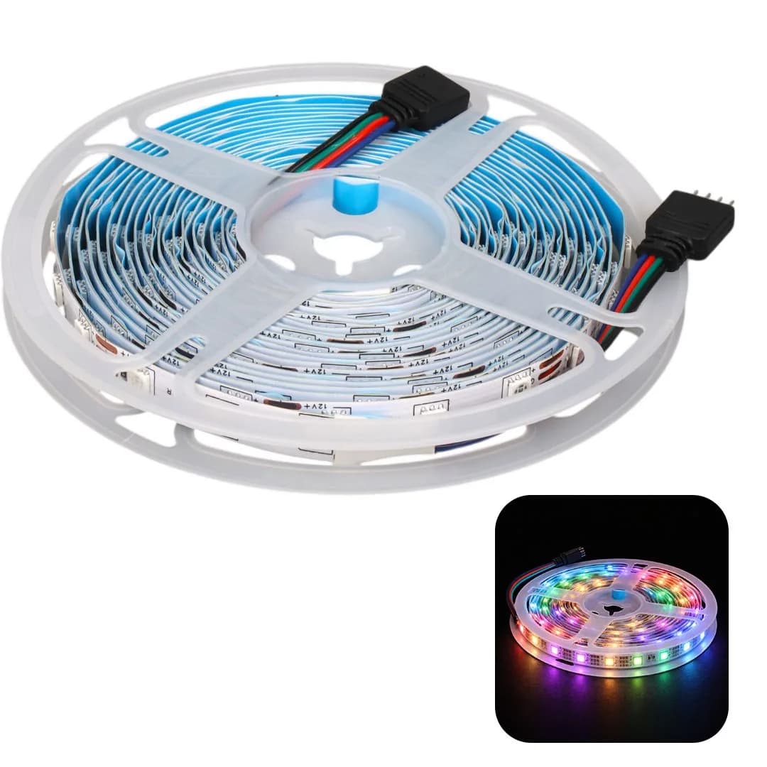 ZMR ZMR-603 RGB 12 Volt 3 Çipli 5050 İç Mekan Silikonsuz 60 Led 5 Metre Şerit Led - Seyyar Elektronik