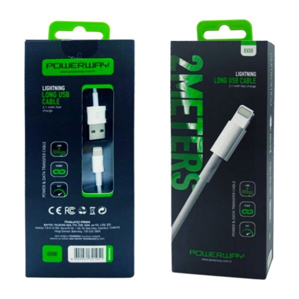 Powerway BX08 Iphone 2100 Ma Hızlı 2 Metre Şarj Ve Data Kablosu Özellikleri