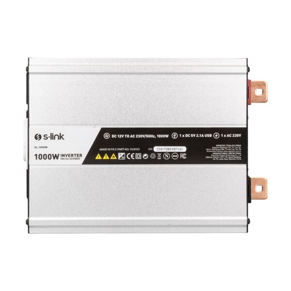 S-Link SL-1000W Modified Sinüs 12V 1000W İnvertörÖzelliklerGelişmiş PWM CMOS çipinden yapılmış güç invertörü