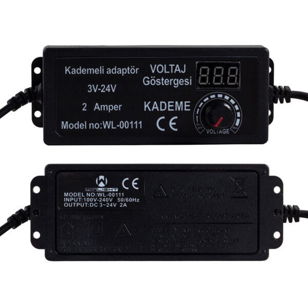 Winlight 3 Volt - 24 Volt 2 Amper 5.5x2.5mm Uçlu Dıgıtal Ekranlı Ayarlı Kademeli Adaptör WL-00111 Özellikleri