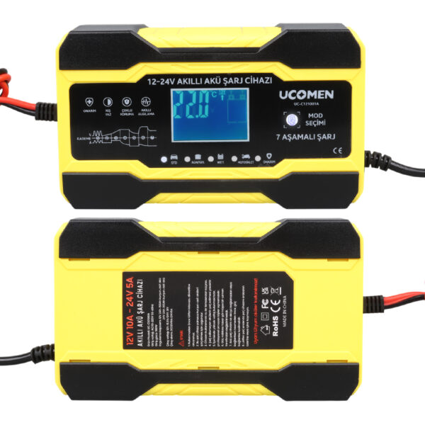 Ucomen UC-C121001A Sarı 12/24 Volt 10 Amper Led Göstergeli Akü Şarj Cihazı Özellikleri