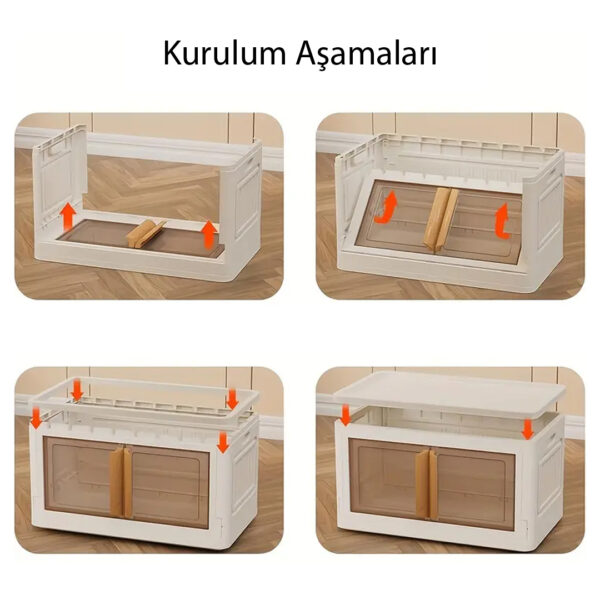 Sunup SN-25883 72L Katlanabilir Plastik Saklama Kutusu Renkli Kapaklı Tekerlekli 40x64x37cm Özellikleri