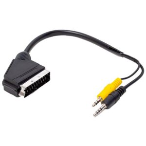 Uydu Alıcısı AV Kablo 3.5 Mm Stereo Erkek-Scart Kablo 35 Cm Uzun-Kısa Jack Bir Arada