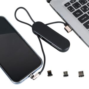 Powermaster PM-25906 Siyah 3in1  (Type C- Lightning- Micro Usb) Manyetik Uç Taşınabilir Şarj Kablosu