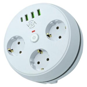 Vea VE-26583 3'LÜ 1.5 Metre Kablolu 3 USB / TYPE-C Girişli Akım Korumalı Grup Priz
