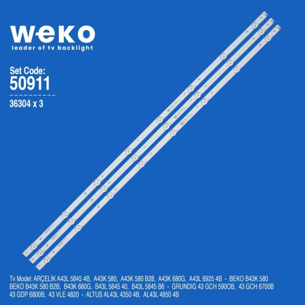 Beko B43K 580 43'' inç 3 Adet Tv Led Bar