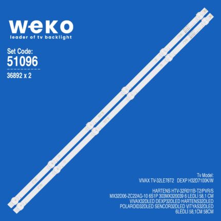Dexp H32D7100K/W 32'' İnc 2 Adet Tv Led Bar