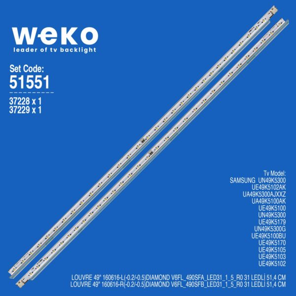 Samsung UE49K5105 49'' inç 2 Adet Tv Led Bar