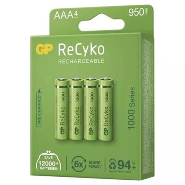 Gp Recyko 950 mAh AAA 4'lü Şarjlı İnce Kalem Pil GP100AAAHCE-2EB4 (GPRHC103E001)