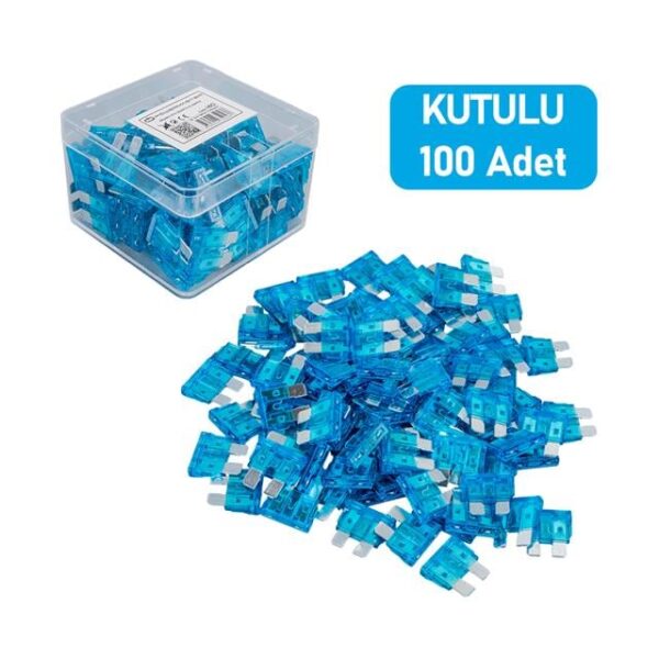 PowerMaster 15 Amper Aşırı Yük ve Kısa Devre Koruma Bıçaklı Oto Sigortası (100lü Paket)