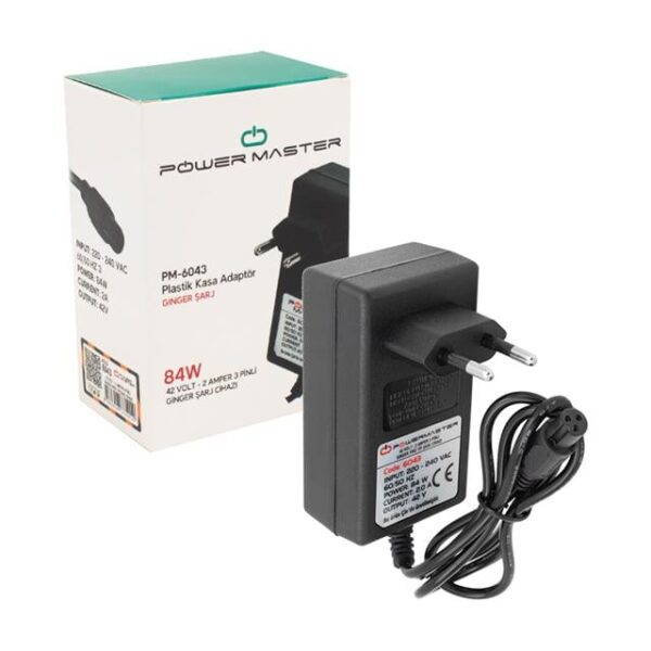 Powermaster 42 Volt - 1 Amper 3 Pinli Ginger Priz Tip Şarj Cihazı PM-6043