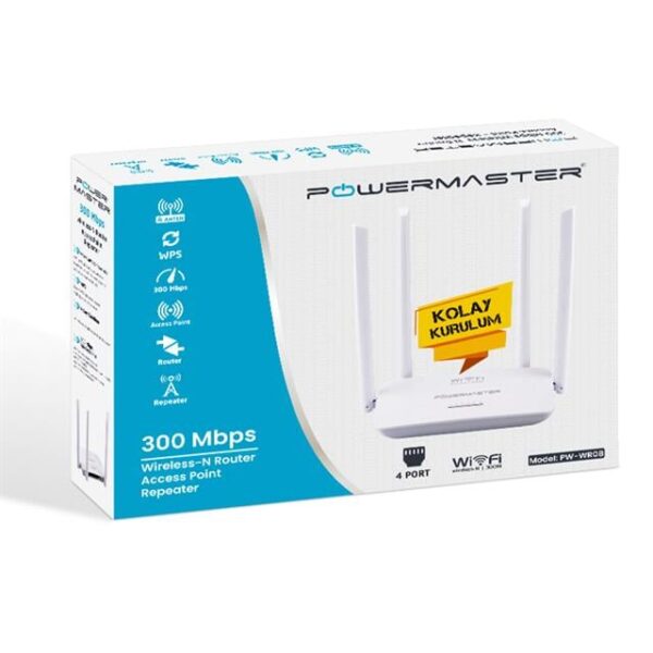 Powermaster PW-WR08 300 Mbps Dört Antenli Access Point Repeater Kablosuz Router
