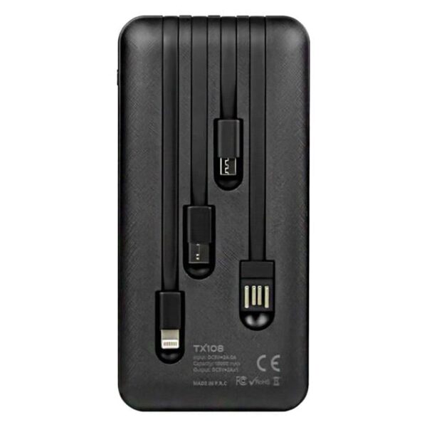 Powerway TX108 Dijital Göstergeli 4 Çıkışlı 10000 Mah Powerbank Siyah