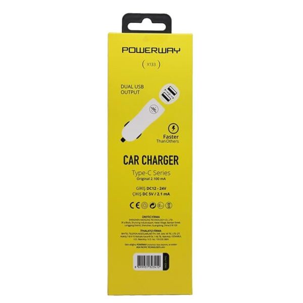 Powerway 3.1A Type-C Araç Çakmaklık Şarj Aleti X3
