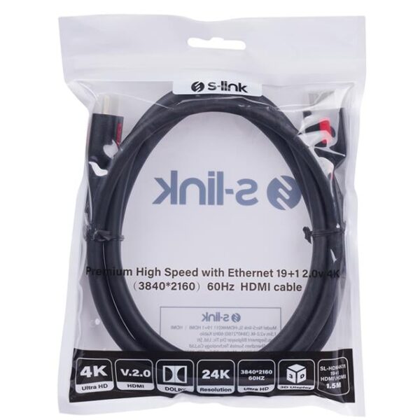 S-Link SL-HDM4K011 19+1 V2.0 4K 60Hz 1.5 Metre Hdmi Kablo
