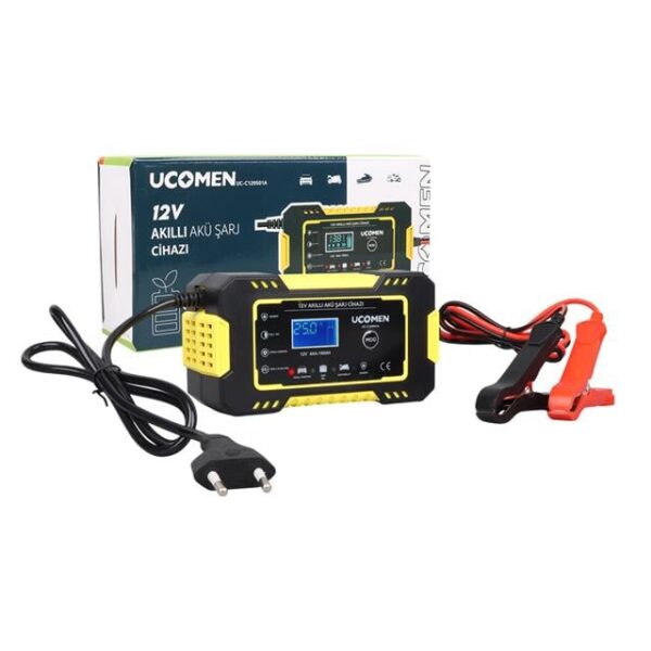 Ucomen UC-C120501A Sarı 12 Volt 6 Amper Led Göstergeli Akü Şarj Cihazı