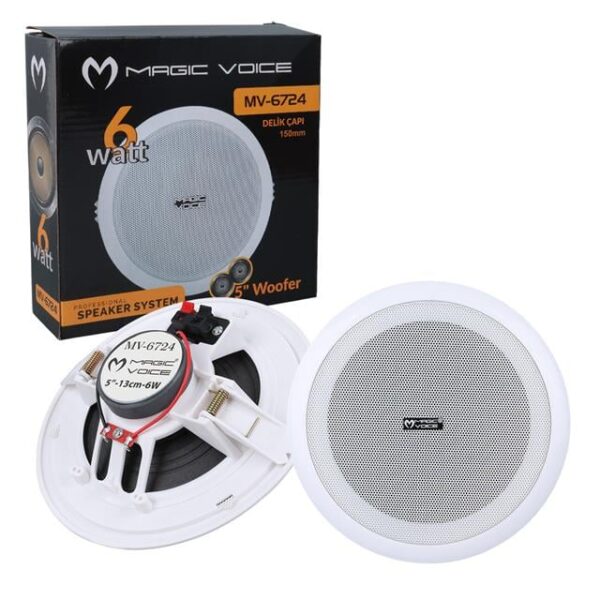 MagicVoice MV-6724 13 CM 6 Watt 8 Ohm 5" Beyaz Trafosuz Alçıpan Hoparlör