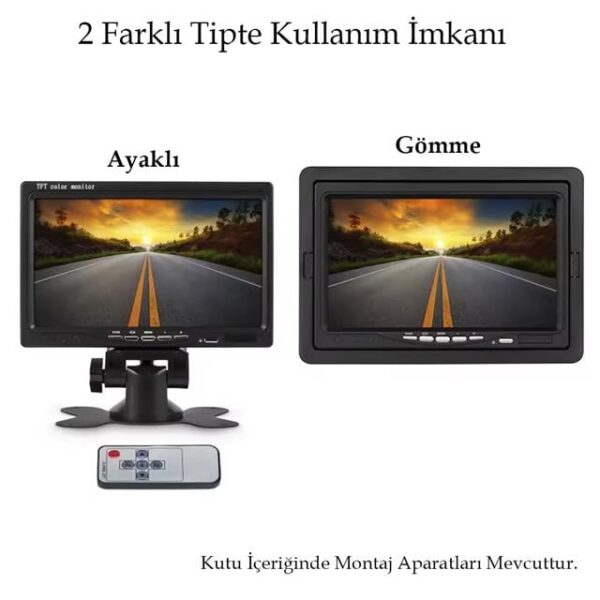 PowerMaster PM-15487 7" TFT Lcd Dijital Monitör 2 Kanal Geri Görüş Kamerası Tetiklemeli 800X480P