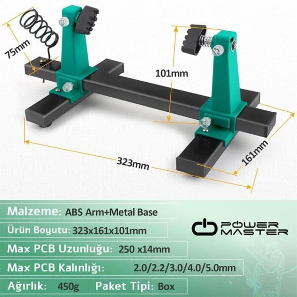 PowerMaster PM-26594 Ayarlanabilir PCB Levha Board Tutucu Havya Tamir Standı