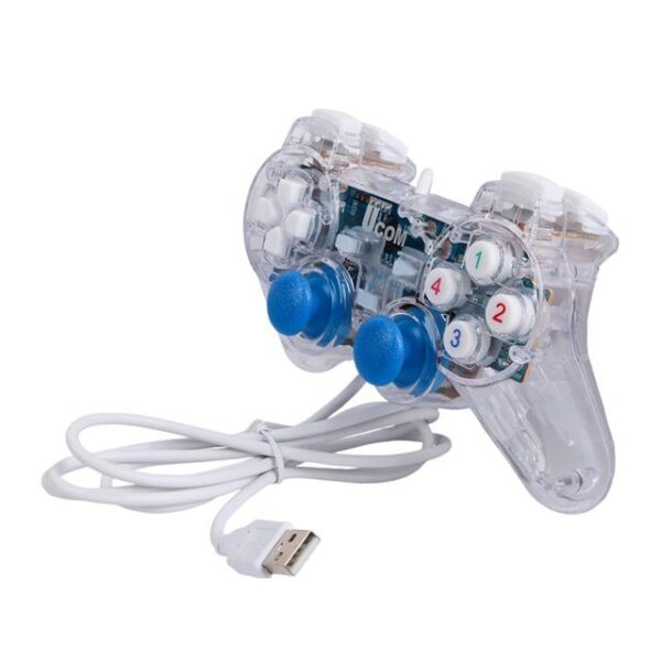 Powermaster UCOM-704 Kablolu Double Shock Joypad Oyun Kolu Gamepad Şeffaf Işıklı