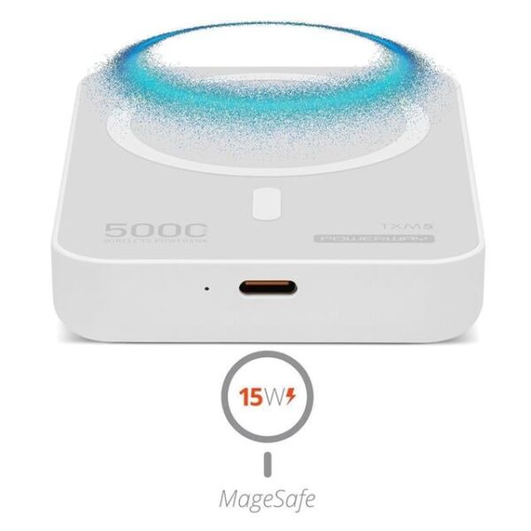 Powerway 5.000mAh PD15W Magsafe Kablosuz Wireless Taşınabilir Şarj Cihazı Beyaz Powerbank TXM5