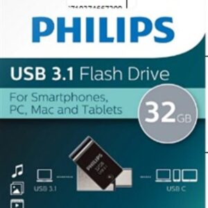 Philips FM32DC152B/00 32Gb 2 IN 1 TYPE-C/USB 3.1 Siyah Gri USB Bellek