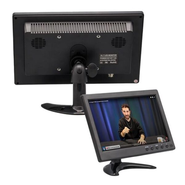 PowerMaster PM-6092 10.1" Çok Fonksiyonlu 1080P HD Araç Monitörü - HDMI/VGA/BNC/RCA/USB Girişli