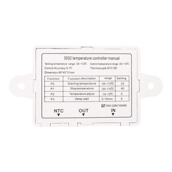 PowerMaster XH-W3002 Dijital Kuluçka Sıcaklık Termostat Kontrol Anahtarı Modülü 220V