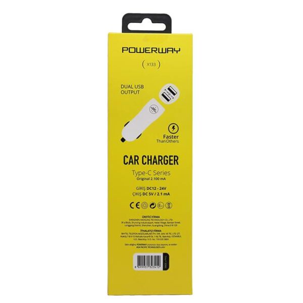 Powerway 3.1A Type-C Araç Çakmaklık Şarj Aleti X3