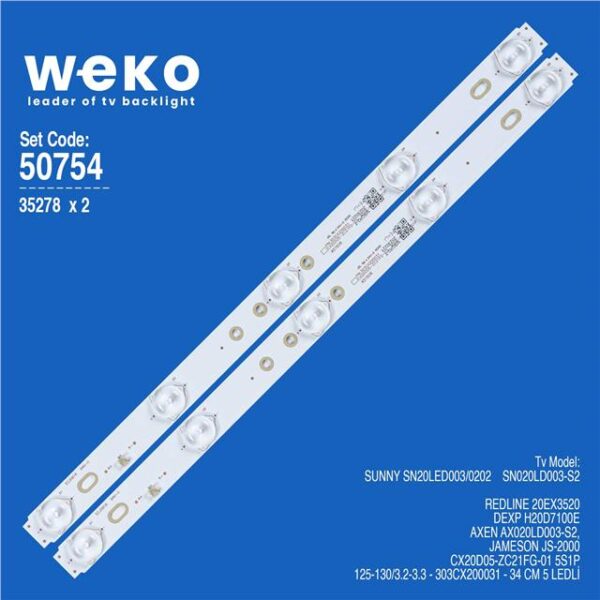 Axen AX020LD003-S2 20'' inç 2 Adet Tv Led Bar