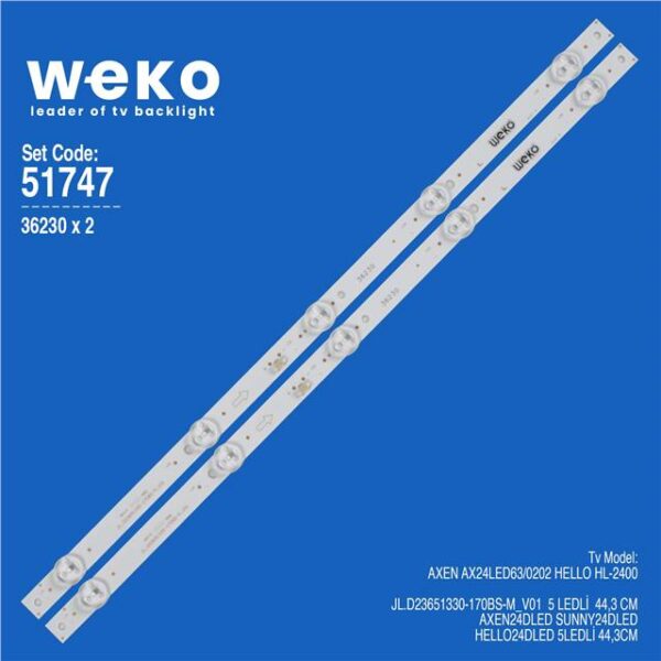 Axen AX24LED63/0202 24'' 2 Adet Tv Led Bar
