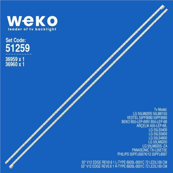 Beko B55-LEP-6WV B55-LEP-6B 55'' 2 Adet Tv Led Bar