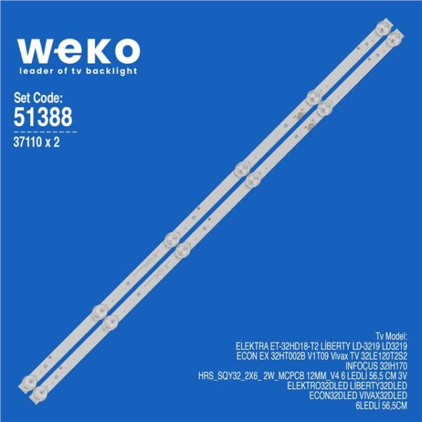 Econ EX 32HT002B V1T09 32'' 2 Adet Tv Led Bar
