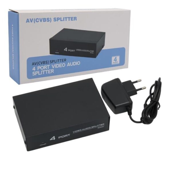 Powermaster AV-104 4 Port Video Audio Splitter