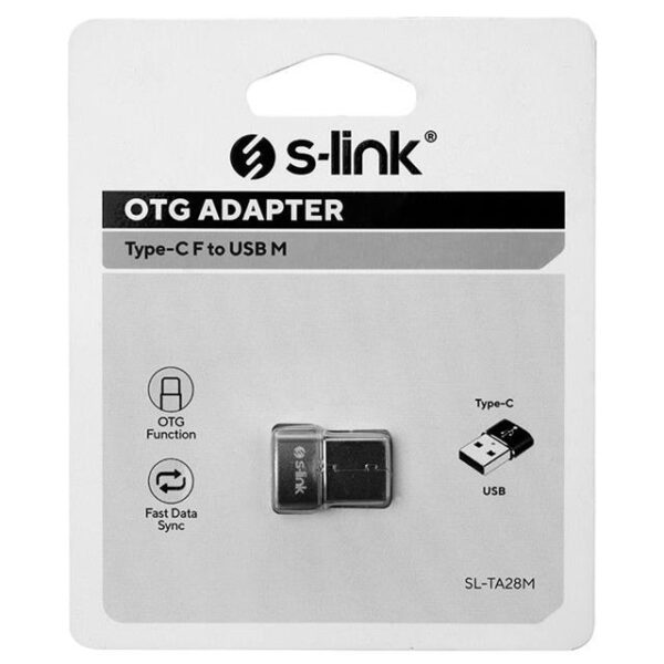 S-Link SL-TA28M Otg Çevirici TYPE-C Dişi TO USB Erkek Metal Gövdeli