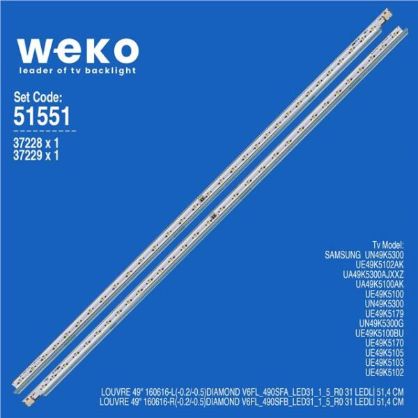 Samsung UA49K5100AK 49'' inç 2 Adet Tv Led Bar