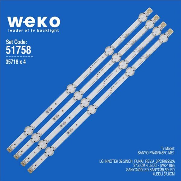 Sanyo FW40R48FC ME1 40'' 4 Adet Tv Led Bar