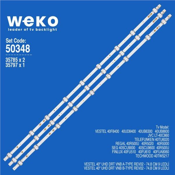 Telefunken 40TU6020 40'' inç 3 Adet Tv Led Bar